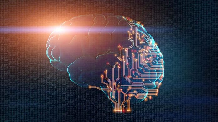 Neuralink Elona Muska przygotowuje się do testowania mikrochipów w ludzkich mózgach, grafika przedstawiająca ludzki mózg jako elektroniczny układ scalony