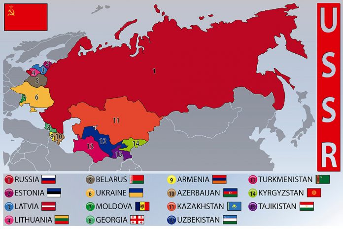 mapa, USSR, CCCP, Związek Radziecki, Związek Sowiecki, Rosja komunistyczna